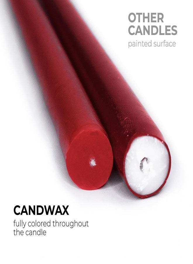 CANDWAX Burgundy 10 inch Taper Candles Pack of 4 - Unscented Dripless Burgundy Candlesticks - Perfect as Christmas Decorations and Home Decor for Dinner Table Centerpieces - Christmas Taper Candles - Image 2
